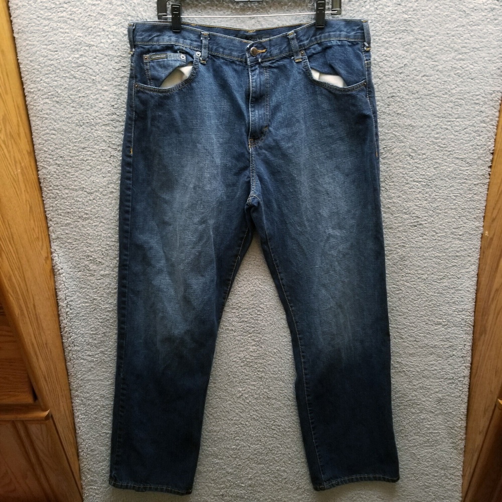 Calvin Klein Men's 38 Easy Fit Blue Straight Jeans 100% Cotton 37.75" 32" 12.5"